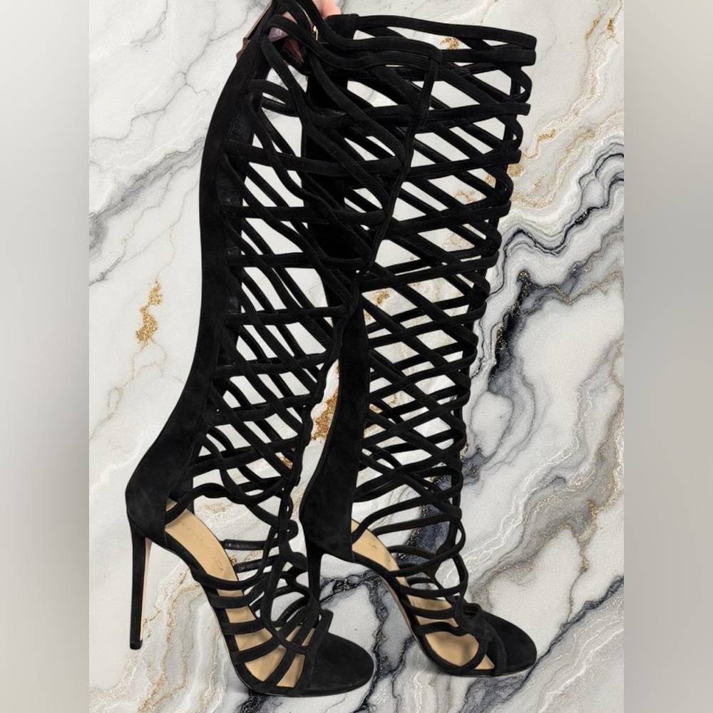 Tamara Mellon Black Caged Heels